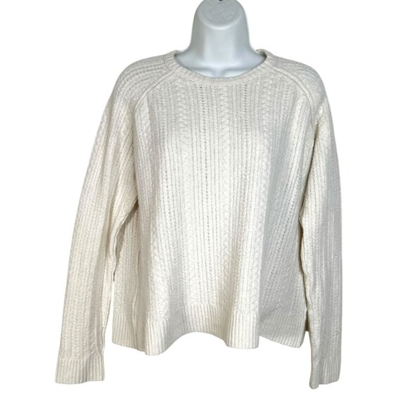 ATM Anthony Thomas Melillo Cable Knit Crew Neck Sweater Pullover Ivory Small - Picture 7 of 16